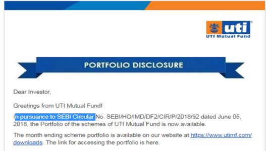 UTI Mutual Fund UTI Monthly Portfolio Disclosure, UTI , Monthly Portfolio , UTI Portfolio, यूटीआई , SEBI Circular 